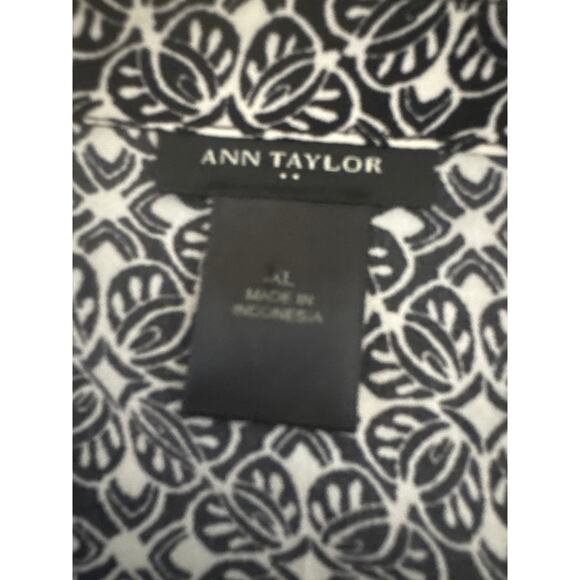 Ann Taylor XL Black White Patterned Blouse – Women’s Workwear Top - Picture 6 of 7